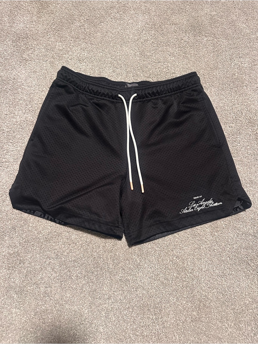 H & M Black Mesh Athletic Shorts with White Drawstring